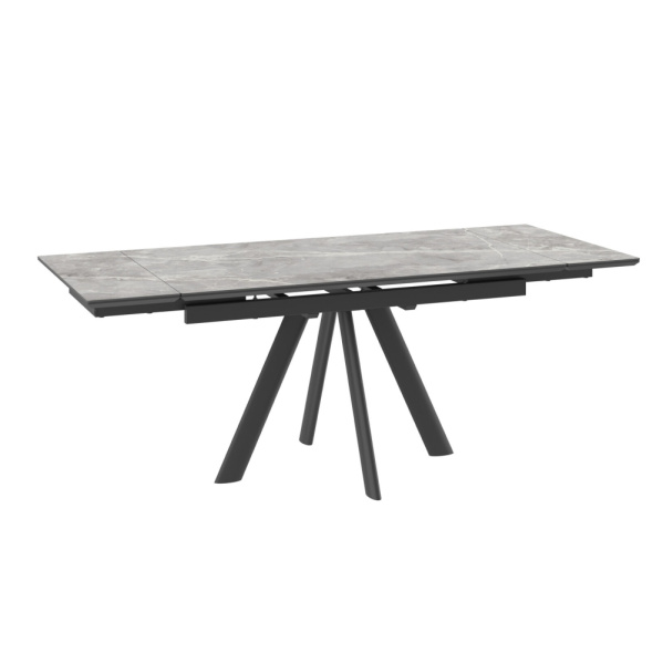 Стол JACK-140, раздвижной 140(30+30)х85, STONE GREY ST CER/ЧЕРНЫЙ JACK 140